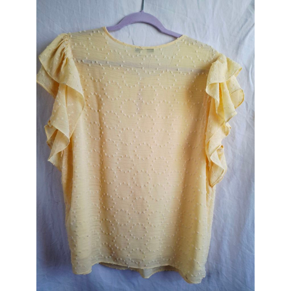 ZAC & RACHEL Yellow Ruffle Sleeve Blouse Large spring summer cottage core - Picture 3 of 4